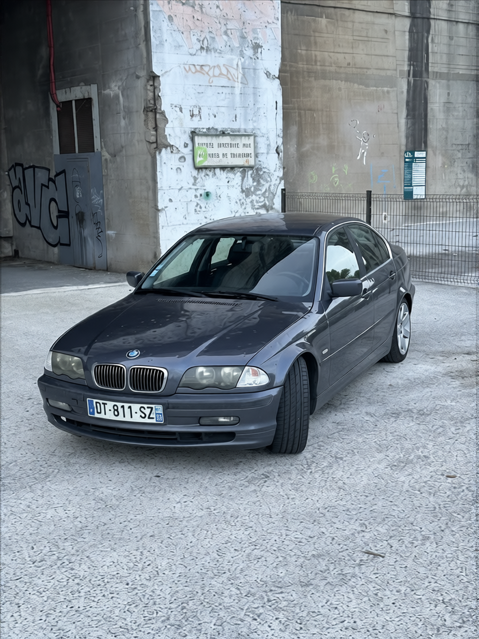 BMW 3 Series rendered in Nardo Grey gloss paint