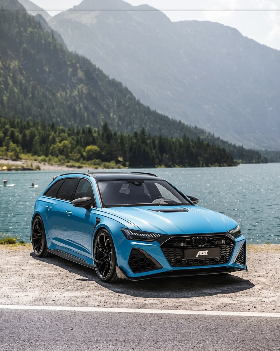 Audi RS6 rendered in Gulf Blue satin paint