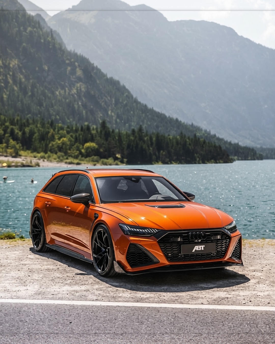 Audi RS6 rendered in Lava Orange gloss paint