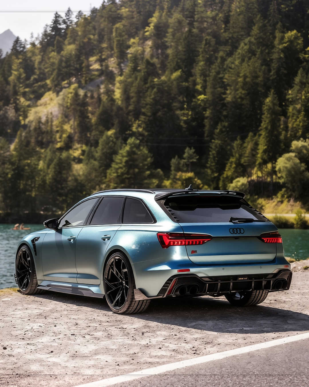 Audi RS6 rendered in Diamond Grey Blue gloss wrap
