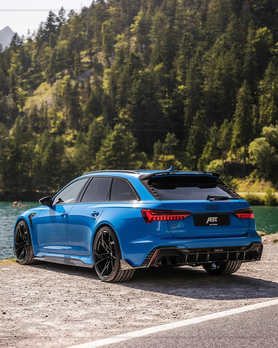 Audi RS6 rendered in Gulf Blue satin paint