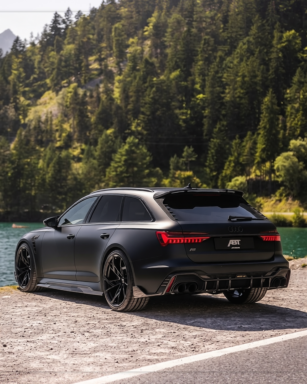 Audi RS6 rendered in Black matte paint