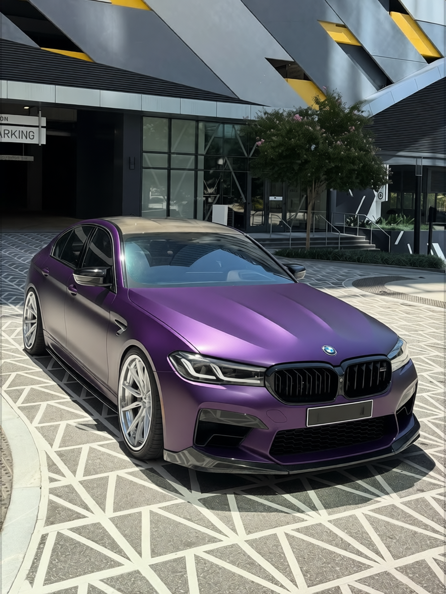 BMW M5 rendered in Midnight Purple matte paint