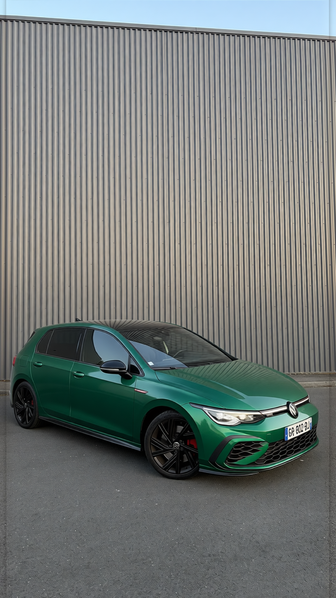 Volkswagen Golf GTI rendered in Racing Green satin paint